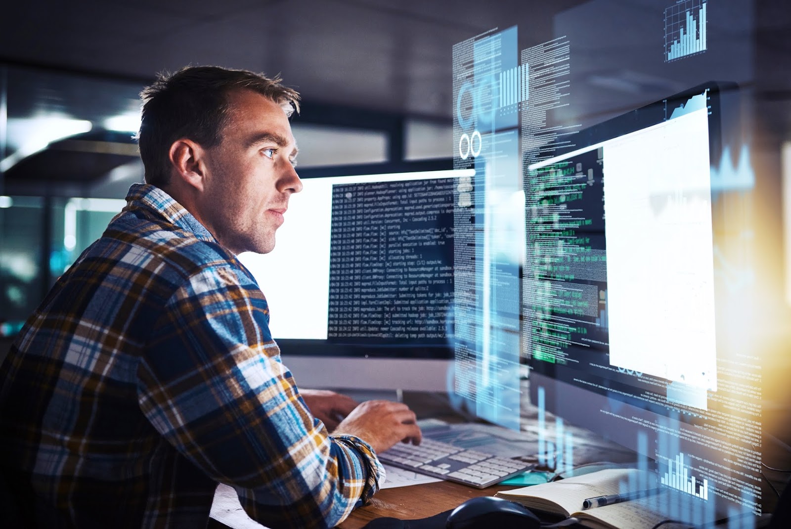 Developer working on code
